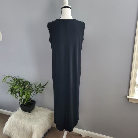 Talbots Classic Black Sleeveless Long Sheath Dress M - Picture 2 of 7